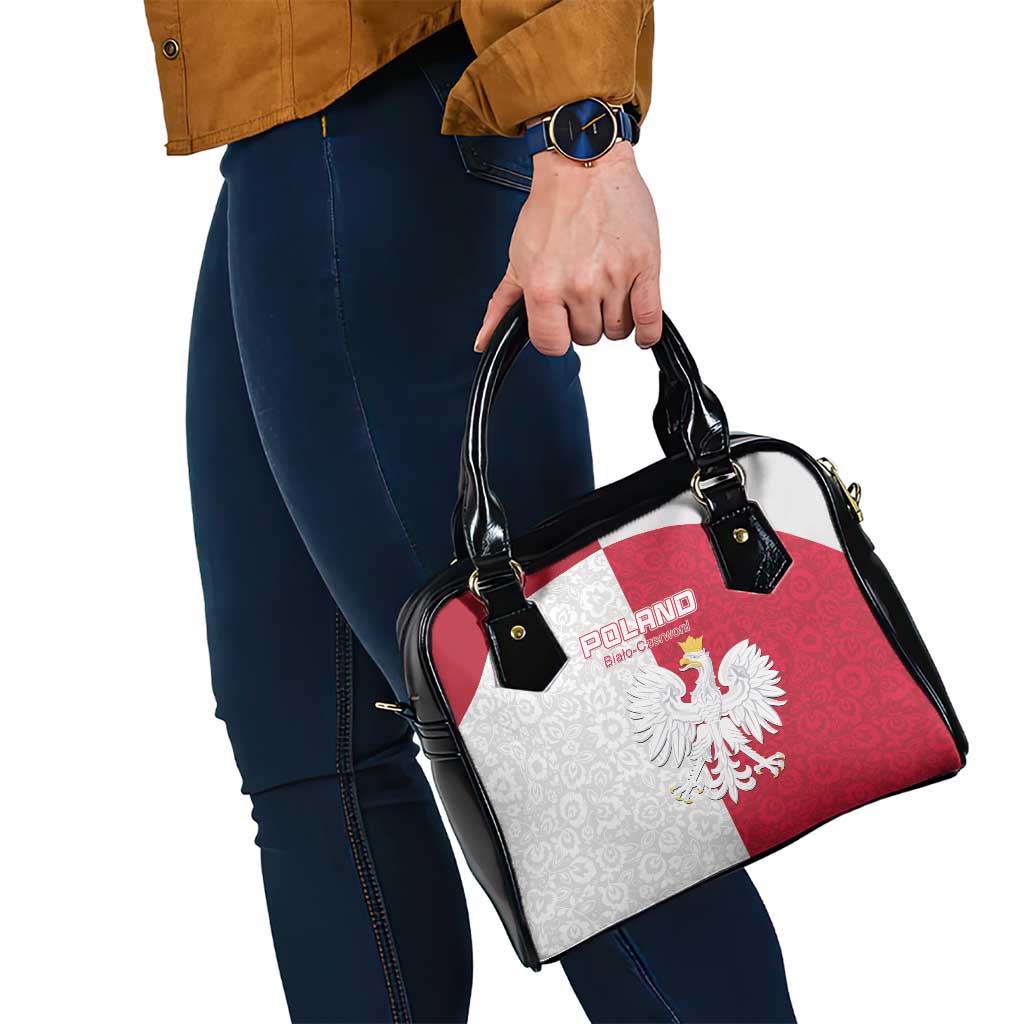Poland Football Shoulder Handbag White-Reds Floral Polish Pattern LT15