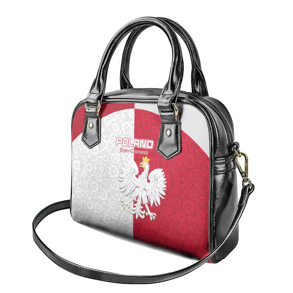 Poland Football Shoulder Handbag White-Reds Floral Polish Pattern LT15