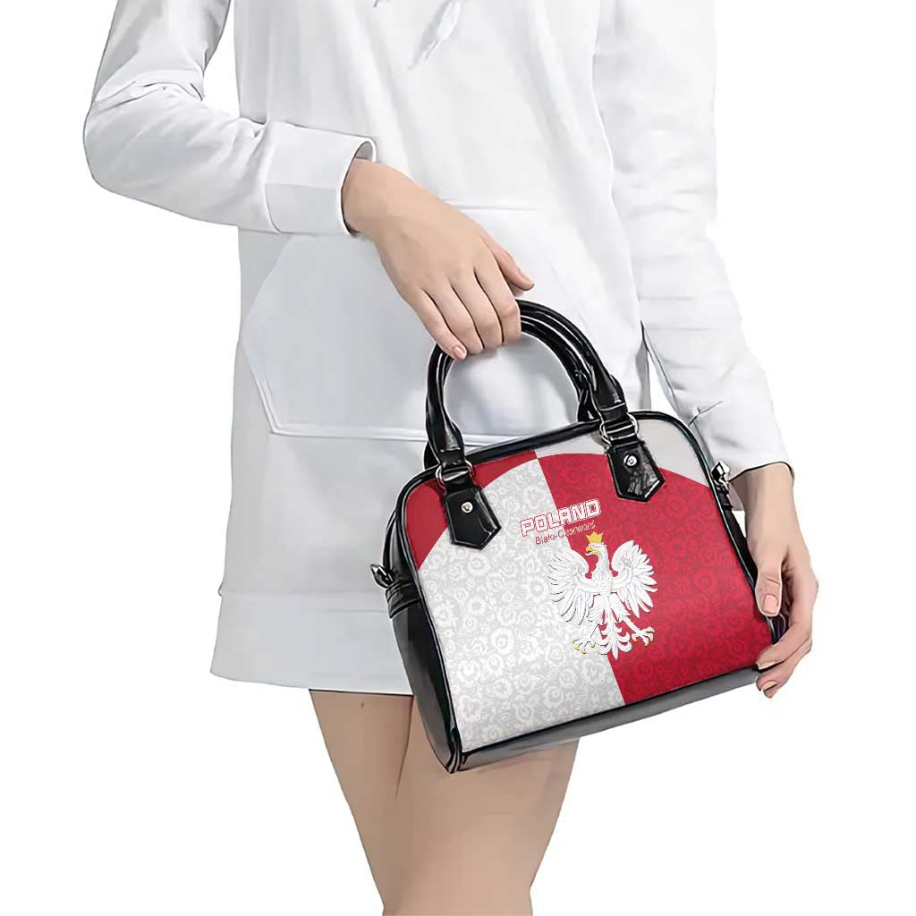 Poland Football Shoulder Handbag White-Reds Floral Polish Pattern LT15