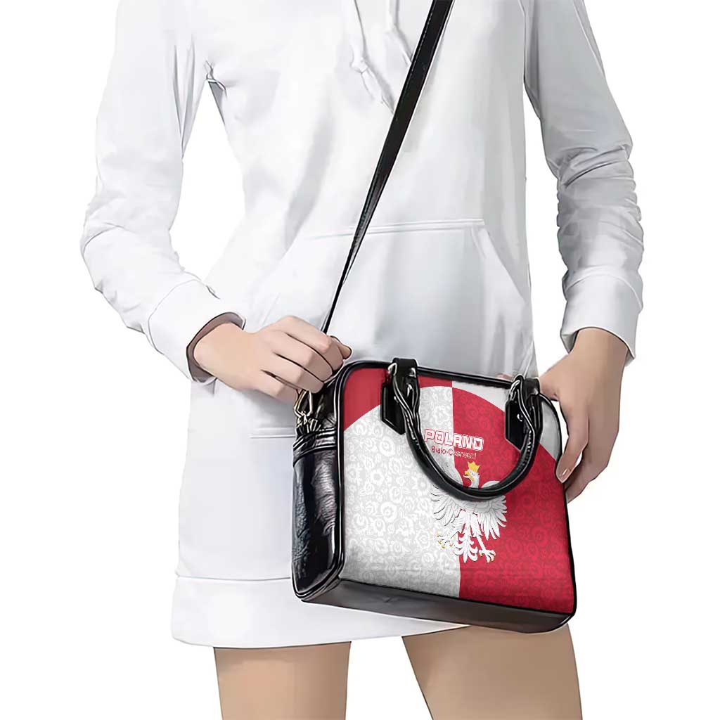 Poland Football Shoulder Handbag White-Reds Floral Polish Pattern LT15
