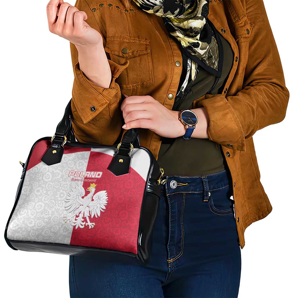 Poland Football Shoulder Handbag White-Reds Floral Polish Pattern LT15