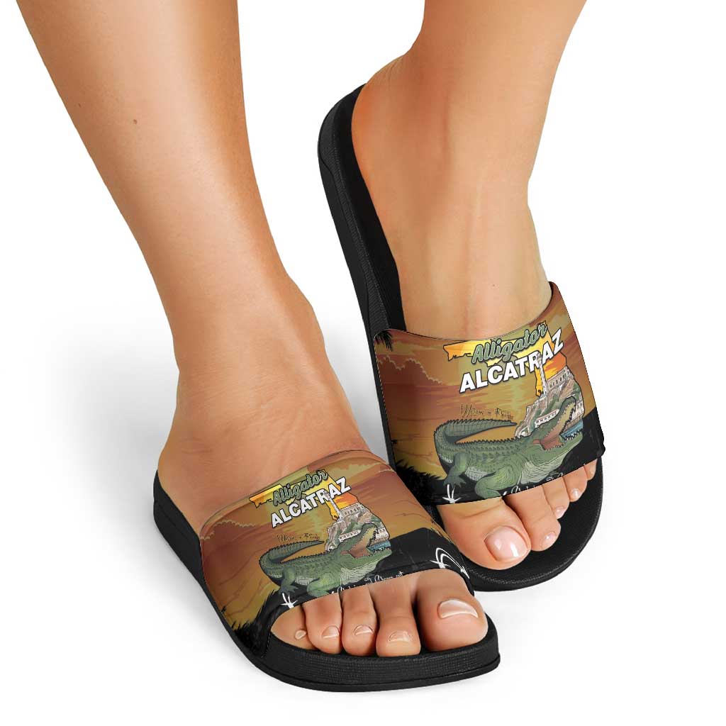 Alligator Alcatraz Slide Sandals Prison Florida Everglades LT15