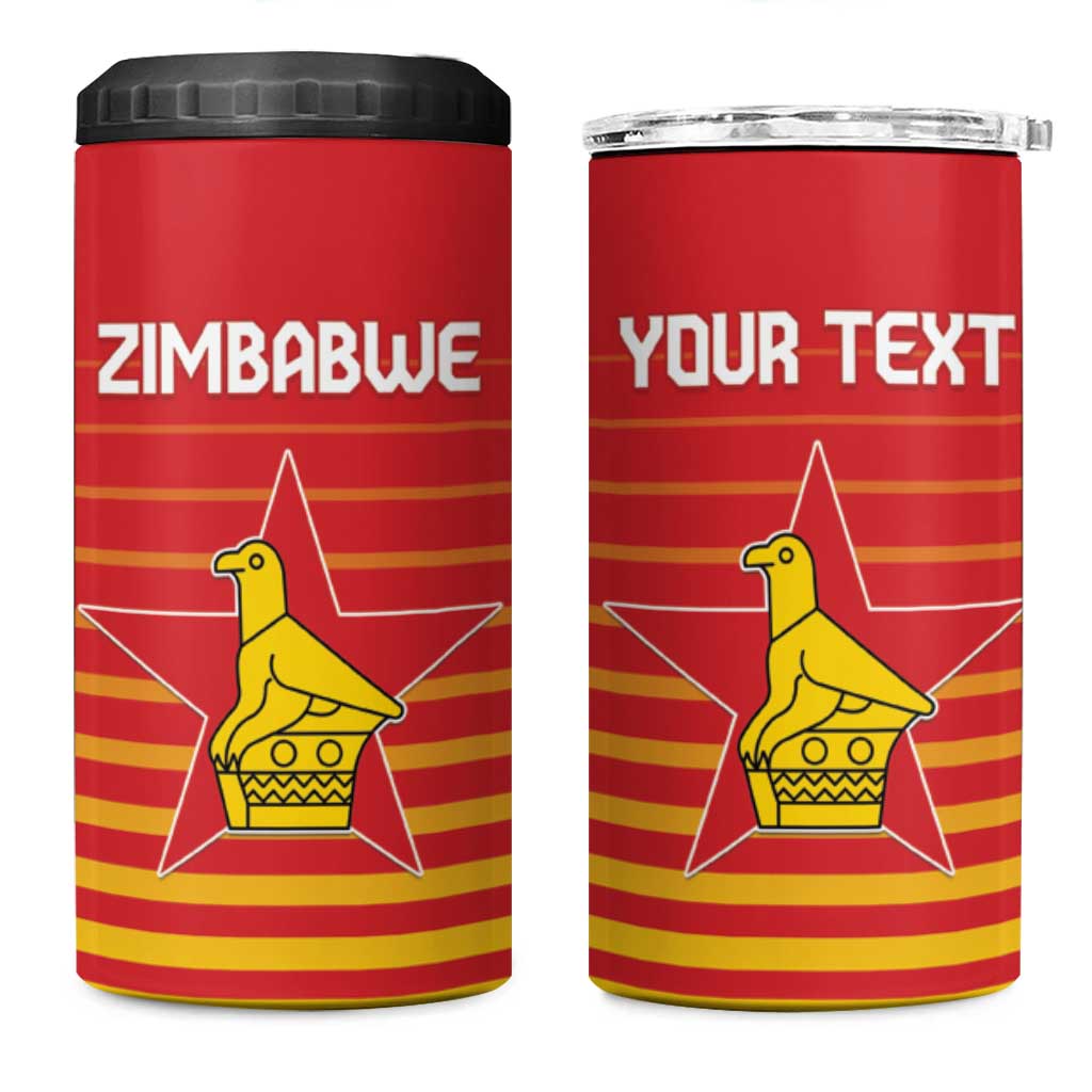 Custom Zimbabwe Cricket 4 in 1 Can Cooler Tumbler Come On Chevrons LT15