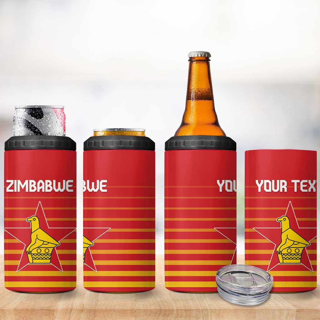 Custom Zimbabwe Cricket 4 in 1 Can Cooler Tumbler Come On Chevrons LT15