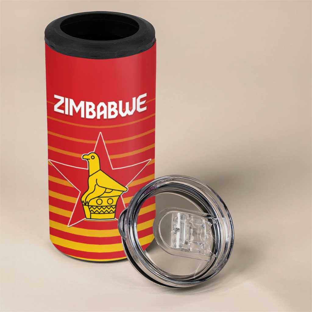 Custom Zimbabwe Cricket 4 in 1 Can Cooler Tumbler Come On Chevrons LT15
