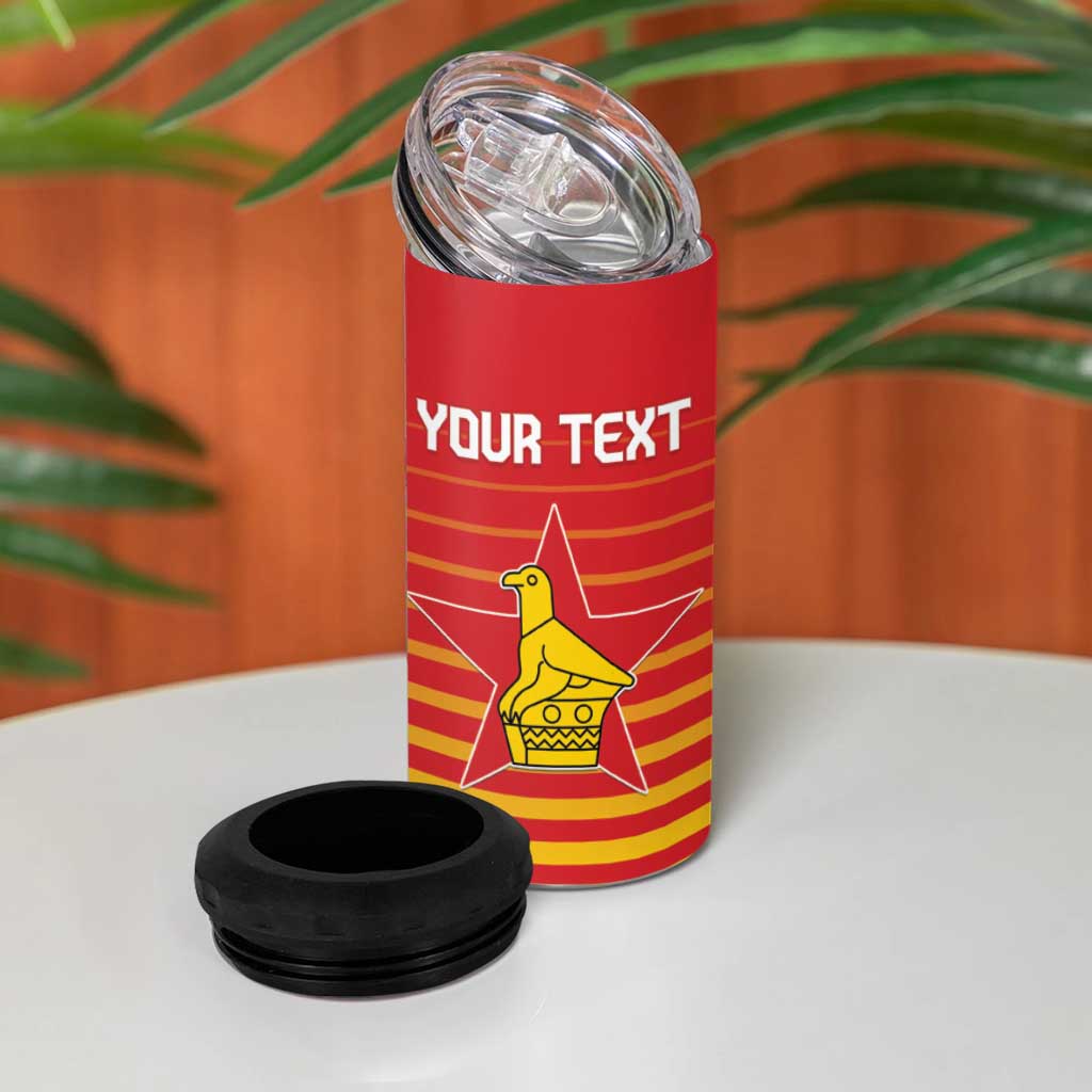 Custom Zimbabwe Cricket 4 in 1 Can Cooler Tumbler Come On Chevrons LT15