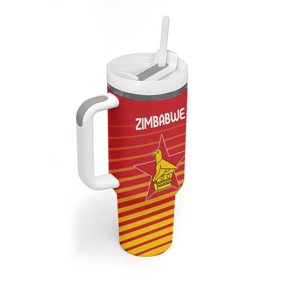 Custom Zimbabwe Cricket Tumbler With Handle Come On Chevrons LT15
