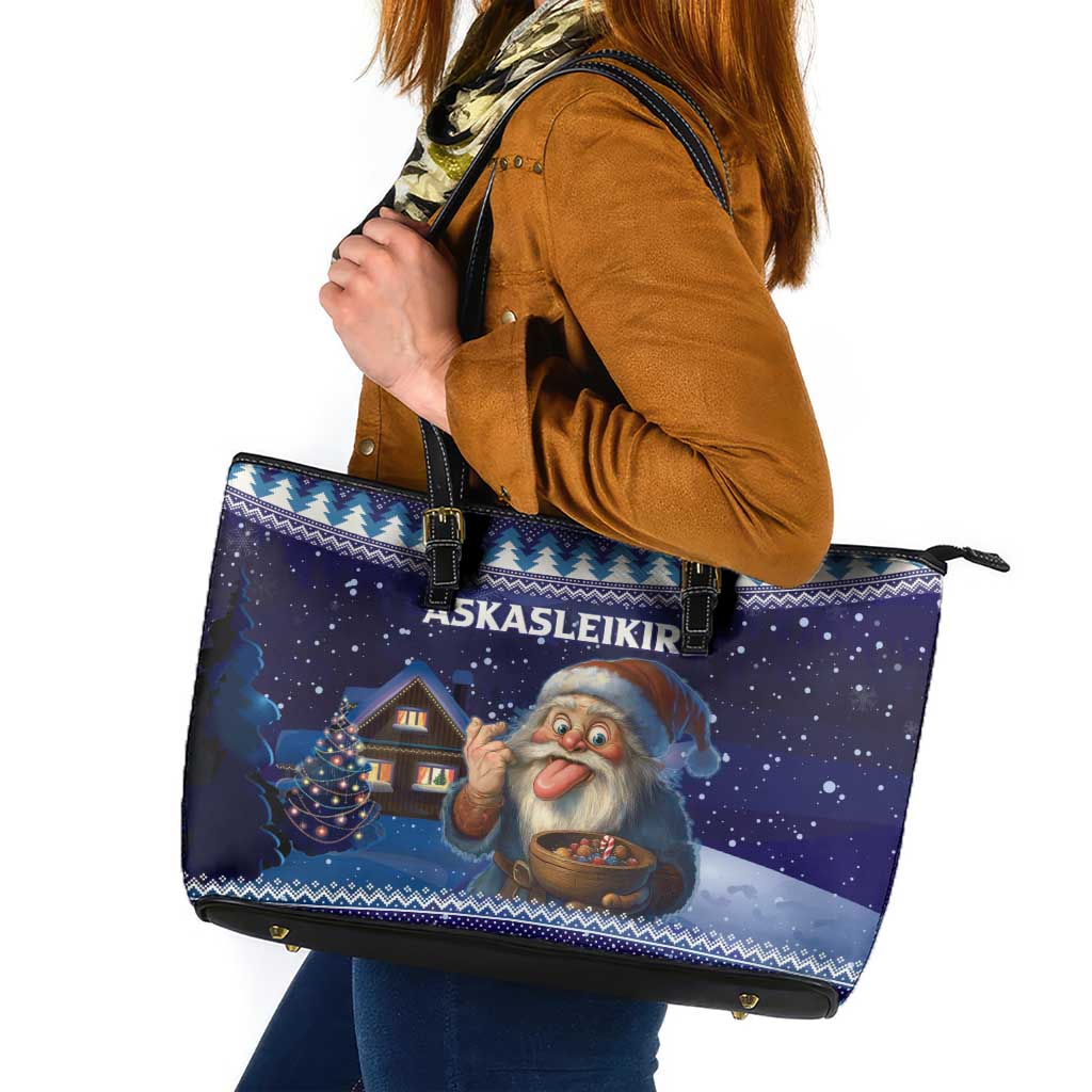 Iceland Christmas Askasleikir Leather Tote Bag The Yule Lads Bowl Licker LT15