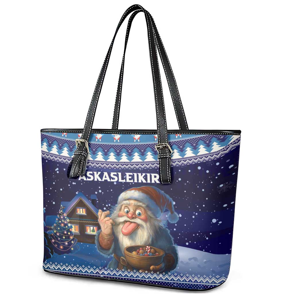 Iceland Christmas Askasleikir Leather Tote Bag The Yule Lads Bowl Licker LT15