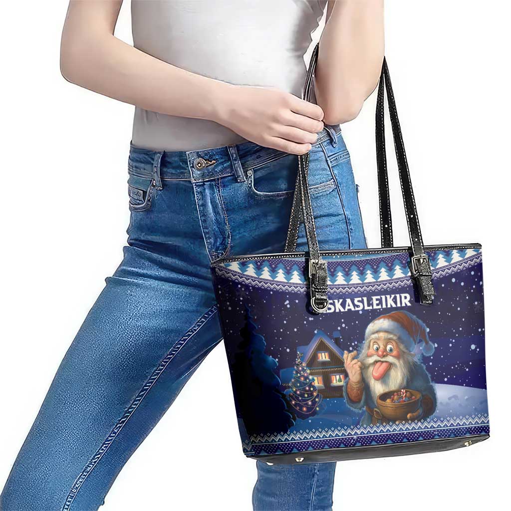 Iceland Christmas Askasleikir Leather Tote Bag The Yule Lads Bowl Licker LT15
