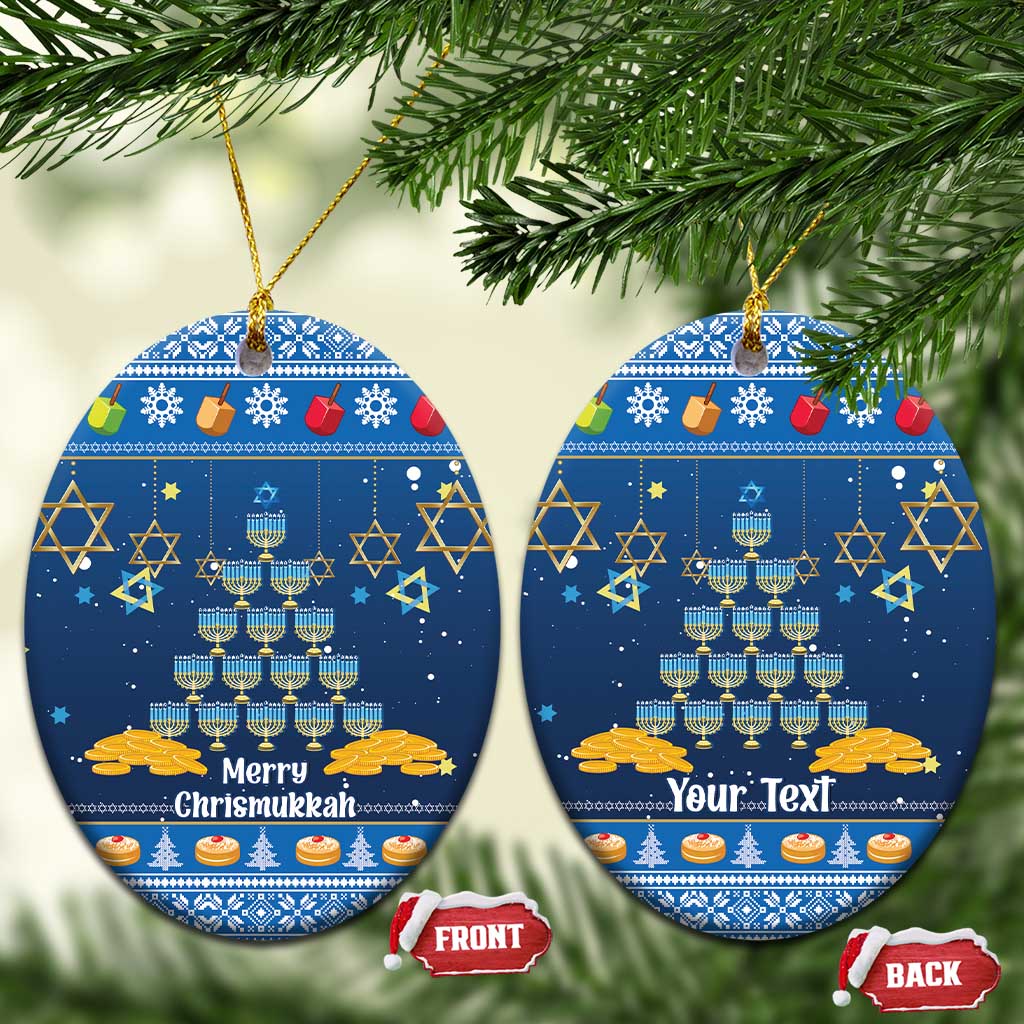 Personalised Jewish Hanukkah Xmas Ceramic Ornament Merry Chrismukkah LT15