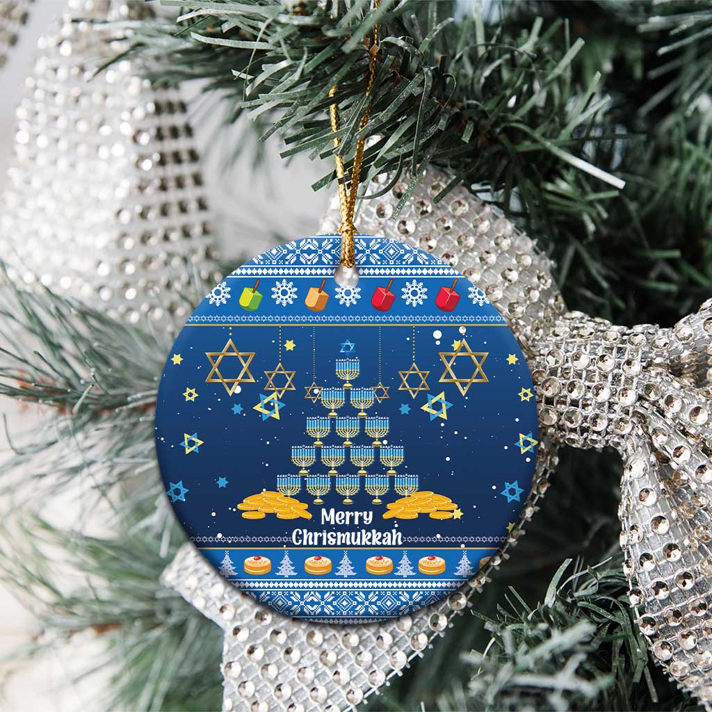 Personalised Jewish Hanukkah Xmas Ceramic Ornament Merry Chrismukkah LT15