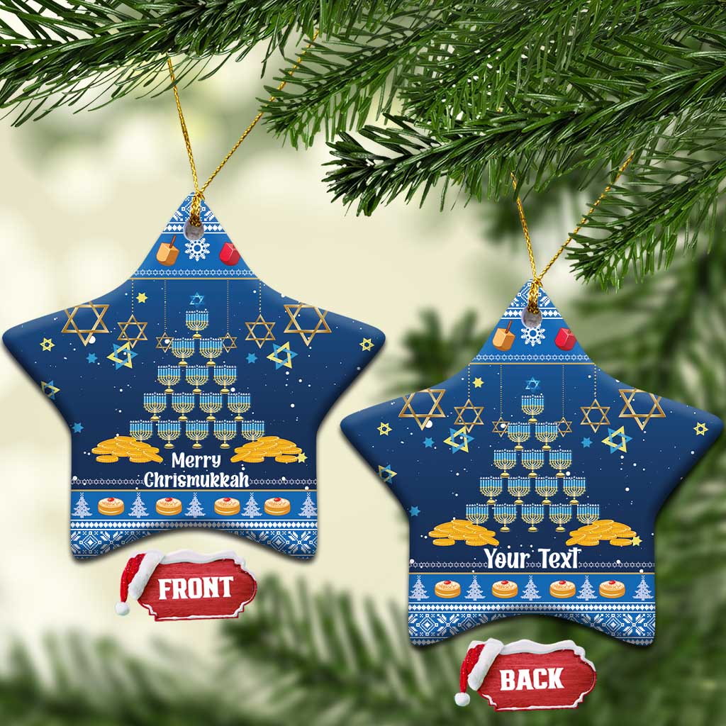 Personalised Jewish Hanukkah Xmas Ceramic Ornament Merry Chrismukkah LT15