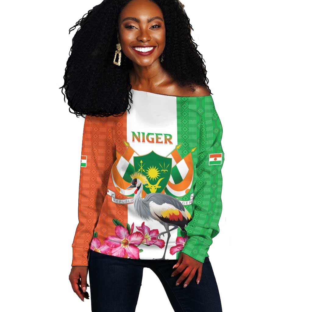 Afro Niger Sannu Off Shoulder Sweater Coat Of Arms - African Pattern LT15