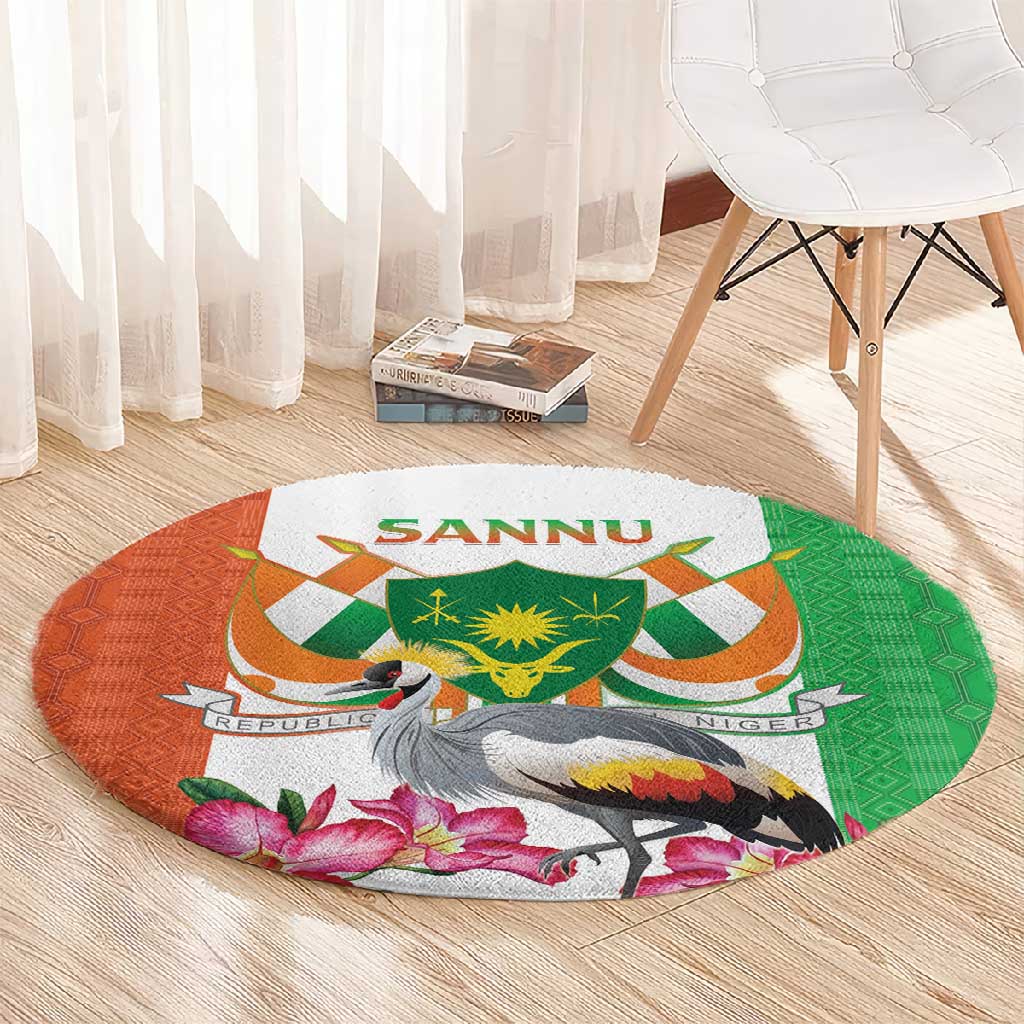 Afro Niger Sannu Round Carpet Coat Of Arms - African Pattern LT15