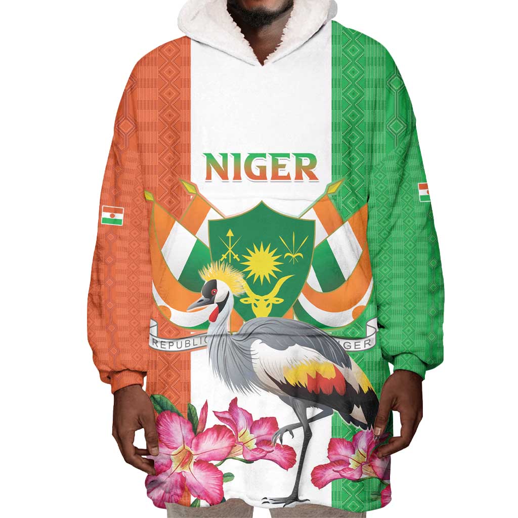 Afro Niger Sannu Wearable Blanket Hoodie Coat Of Arms - African Pattern LT15