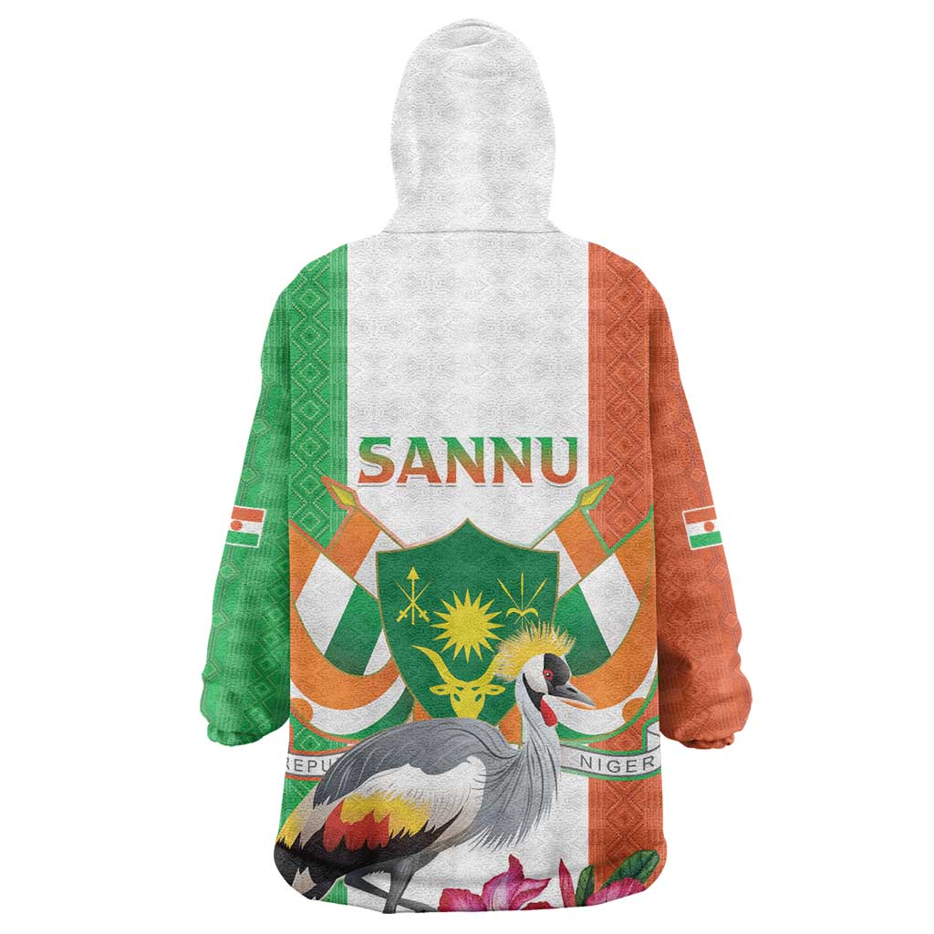 Afro Niger Sannu Wearable Blanket Hoodie Coat Of Arms - African Pattern LT15