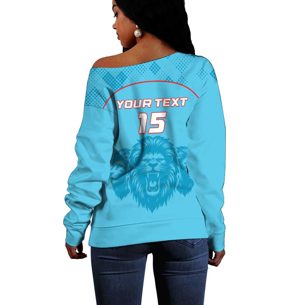 Custom Afro South Africa Cricket Off Shoulder Sweater Roar Saam More - This Is Pretoria LT15