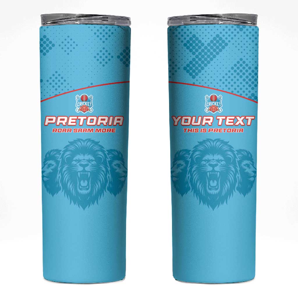 Custom Afro South Africa Cricket Skinny Tumbler Roar Saam More - This Is Pretoria LT15