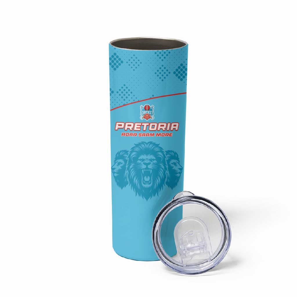 Custom Afro South Africa Cricket Skinny Tumbler Roar Saam More - This Is Pretoria LT15