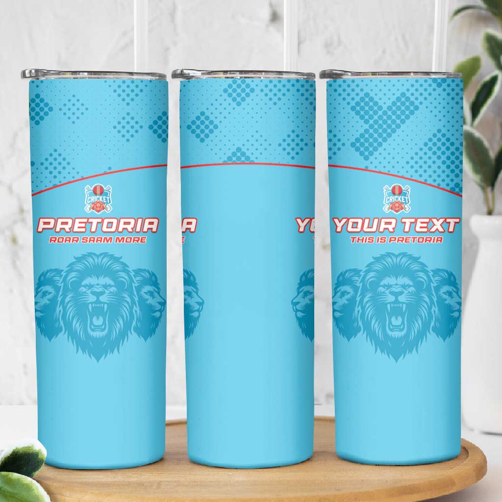 Custom Afro South Africa Cricket Skinny Tumbler Roar Saam More - This Is Pretoria LT15