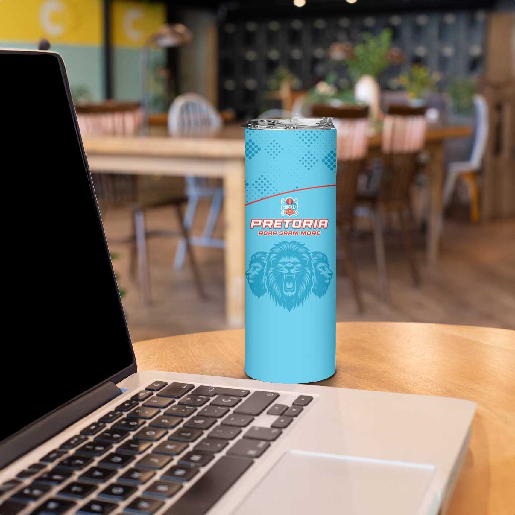 Custom Afro South Africa Cricket Skinny Tumbler Roar Saam More - This Is Pretoria LT15
