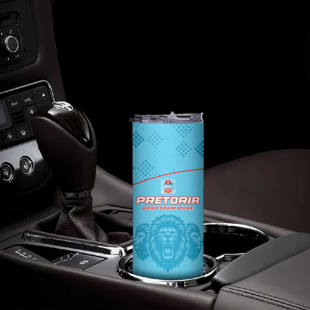 Custom Afro South Africa Cricket Skinny Tumbler Roar Saam More - This Is Pretoria LT15
