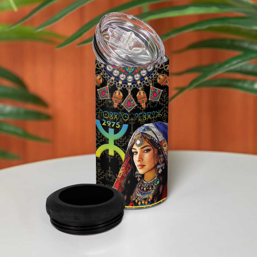 Assegwas Ameggaz Yennayer 4 in 1 Can Cooler Tumbler Women Amazigh - Berber Pattern LT15