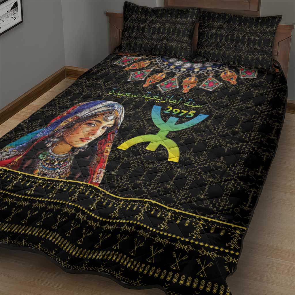 Assegwas Ameggaz Yennayer Quilt Bed Set Women Amazigh - Berber Pattern LT15