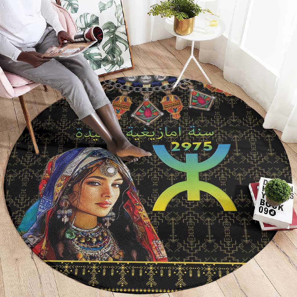 Assegwas Ameggaz Yennayer Round Carpet Women Amazigh - Berber Pattern LT15