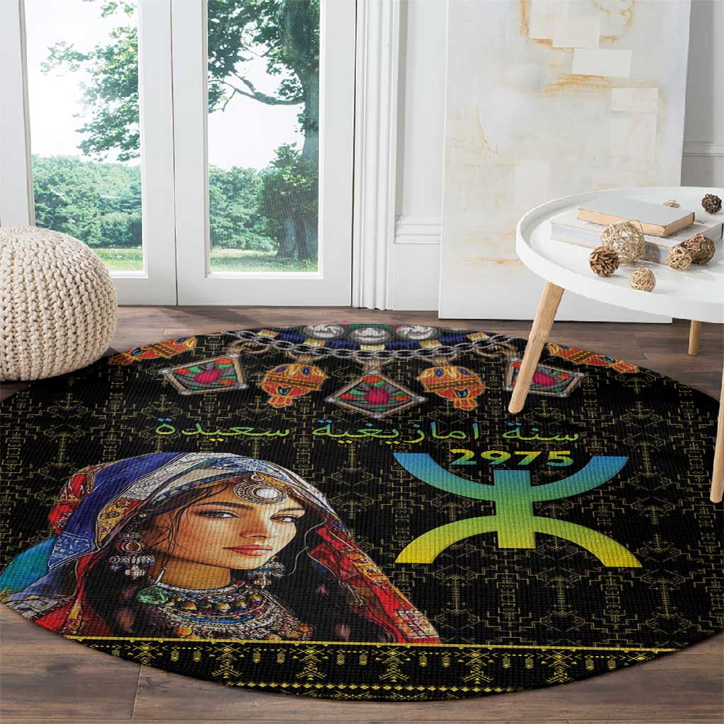 Assegwas Ameggaz Yennayer Round Carpet Women Amazigh - Berber Pattern LT15