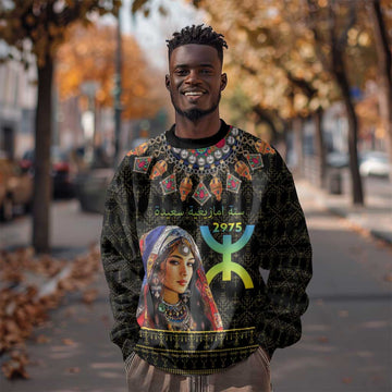 Assegwas Ameggaz Yennayer Sweatshirt Women Amazigh - Berber Pattern LT15