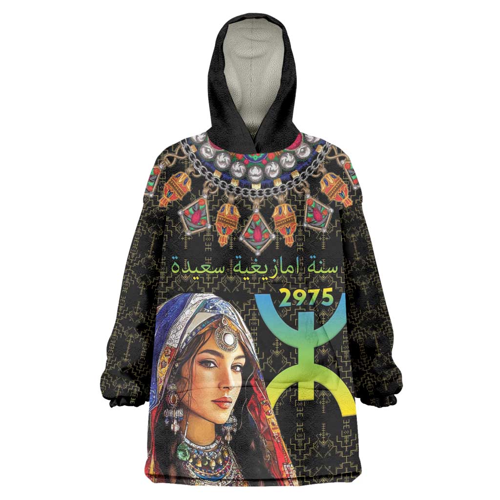 Assegwas Ameggaz Yennayer Wearable Blanket Hoodie Women Amazigh - Berber Pattern LT15