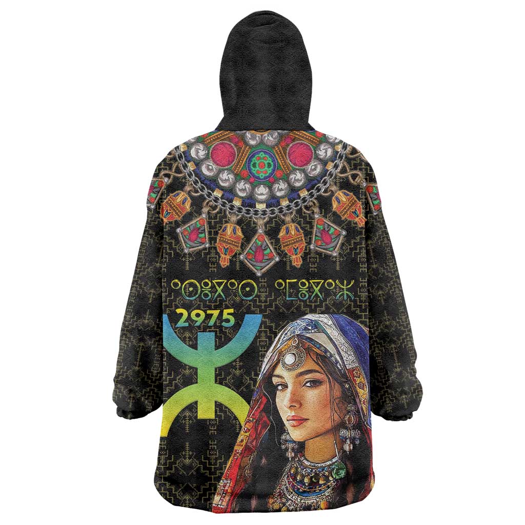 Assegwas Ameggaz Yennayer Wearable Blanket Hoodie Women Amazigh - Berber Pattern LT15