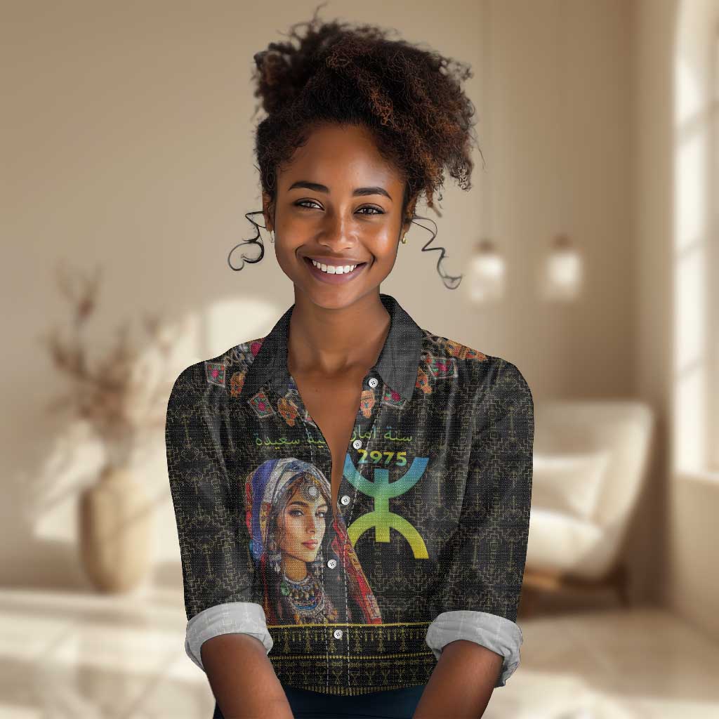 Assegwas Ameggaz Yennayer Women Casual Shirt Women Amazigh - Berber Pattern LT15