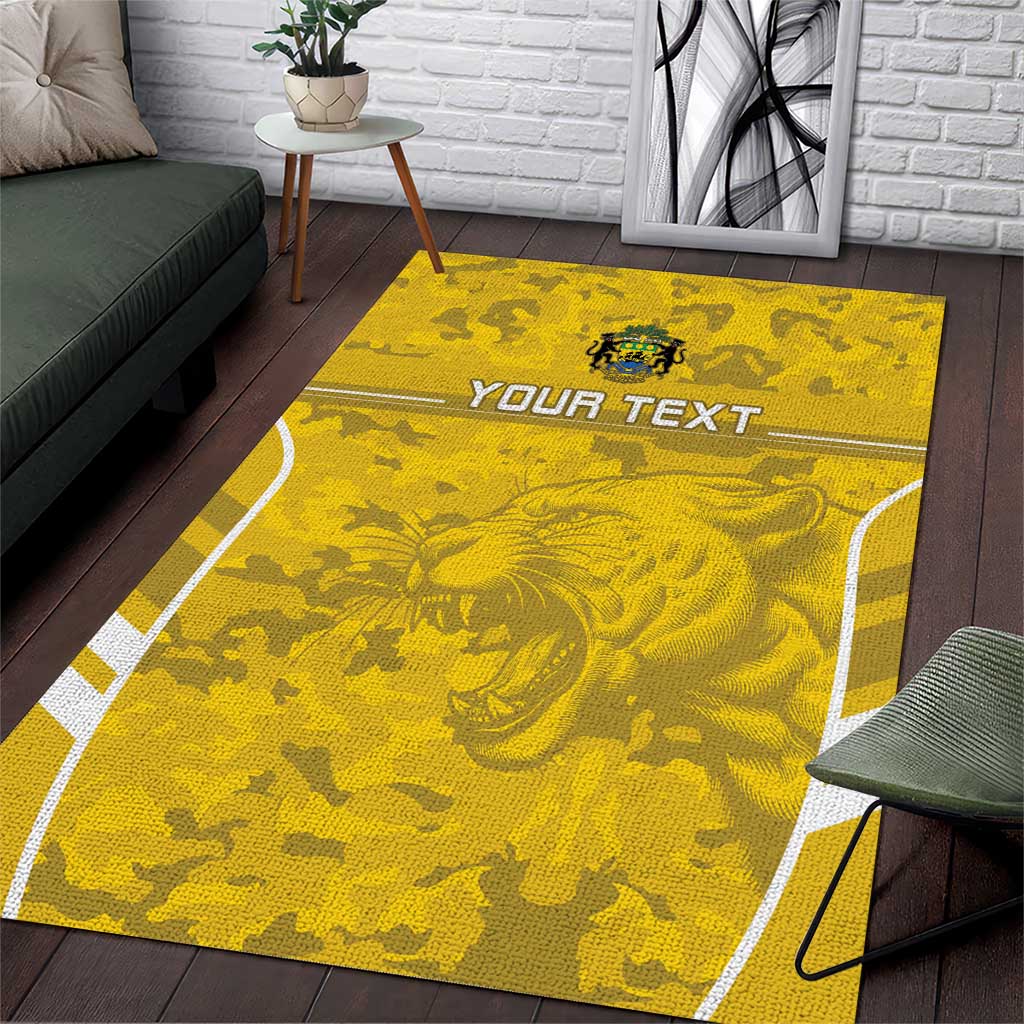 Custom Gabon Football Area Rug Go Les Pantheres LT15