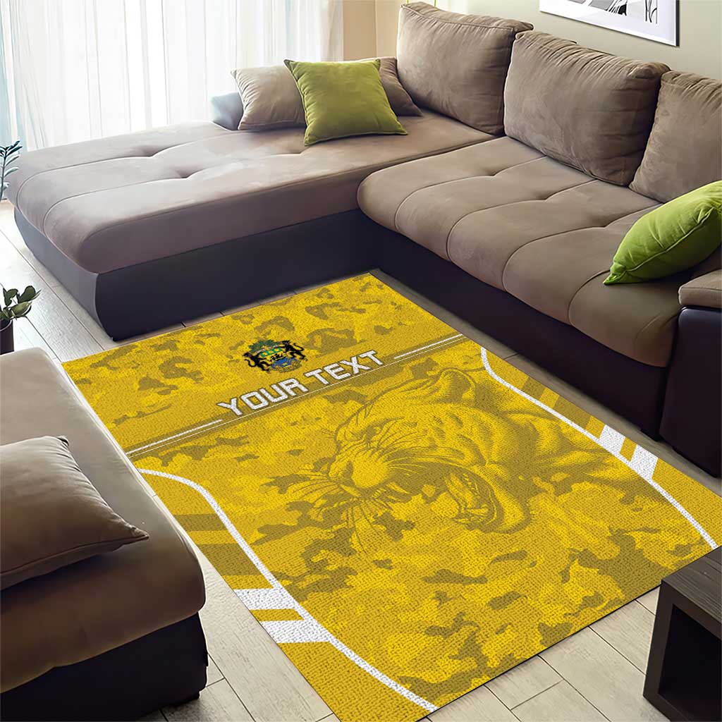 Custom Gabon Football Area Rug Go Les Pantheres LT15