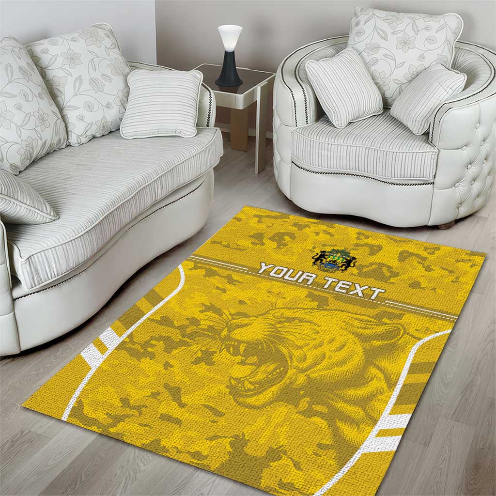 Custom Gabon Football Area Rug Go Les Pantheres LT15