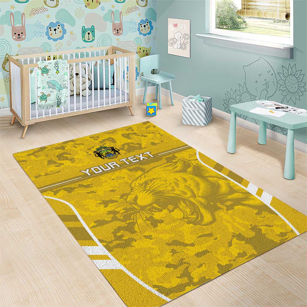 Custom Gabon Football Area Rug Go Les Pantheres LT15