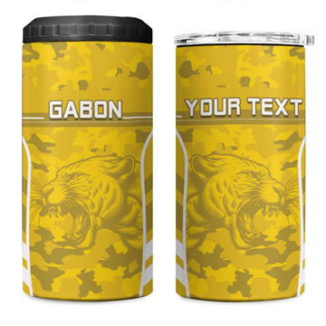 Custom Gabon Football 4 in 1 Can Cooler Tumbler Go Les Pantheres LT15