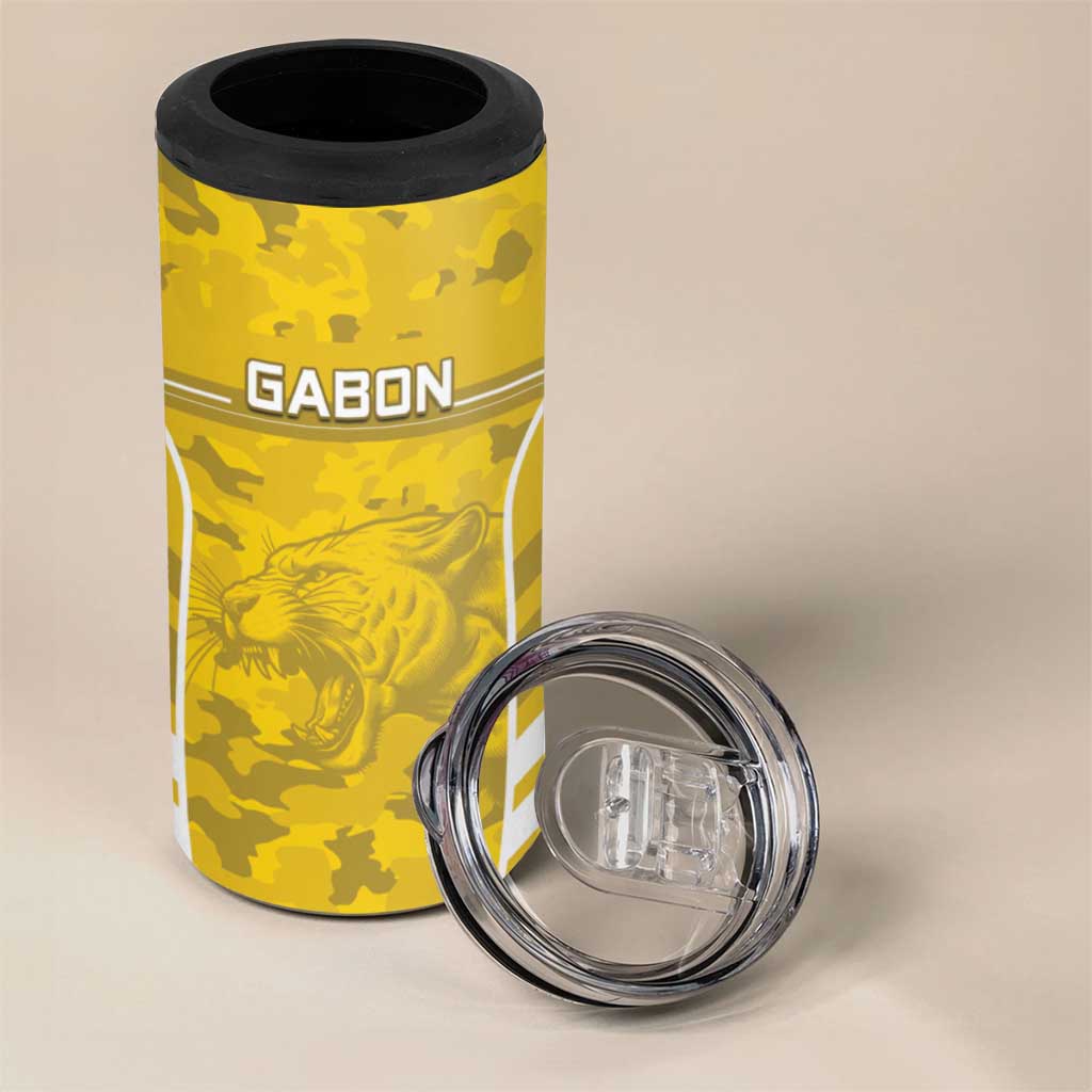 Custom Gabon Football 4 in 1 Can Cooler Tumbler Go Les Pantheres LT15