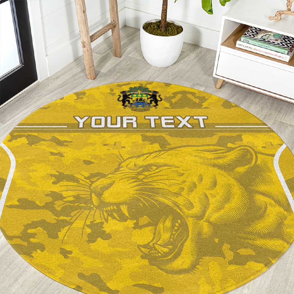 Custom Gabon Football Round Carpet Go Les Pantheres LT15