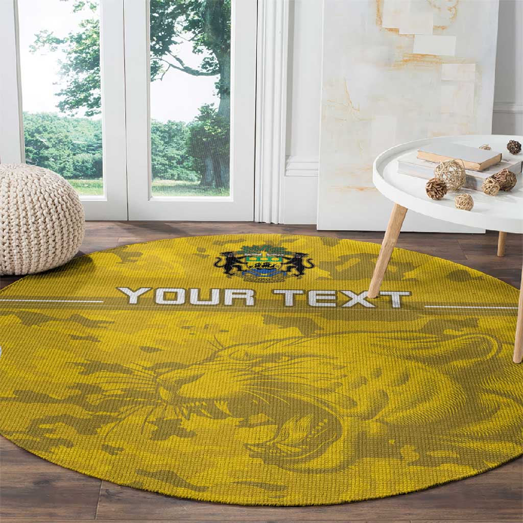 Custom Gabon Football Round Carpet Go Les Pantheres LT15