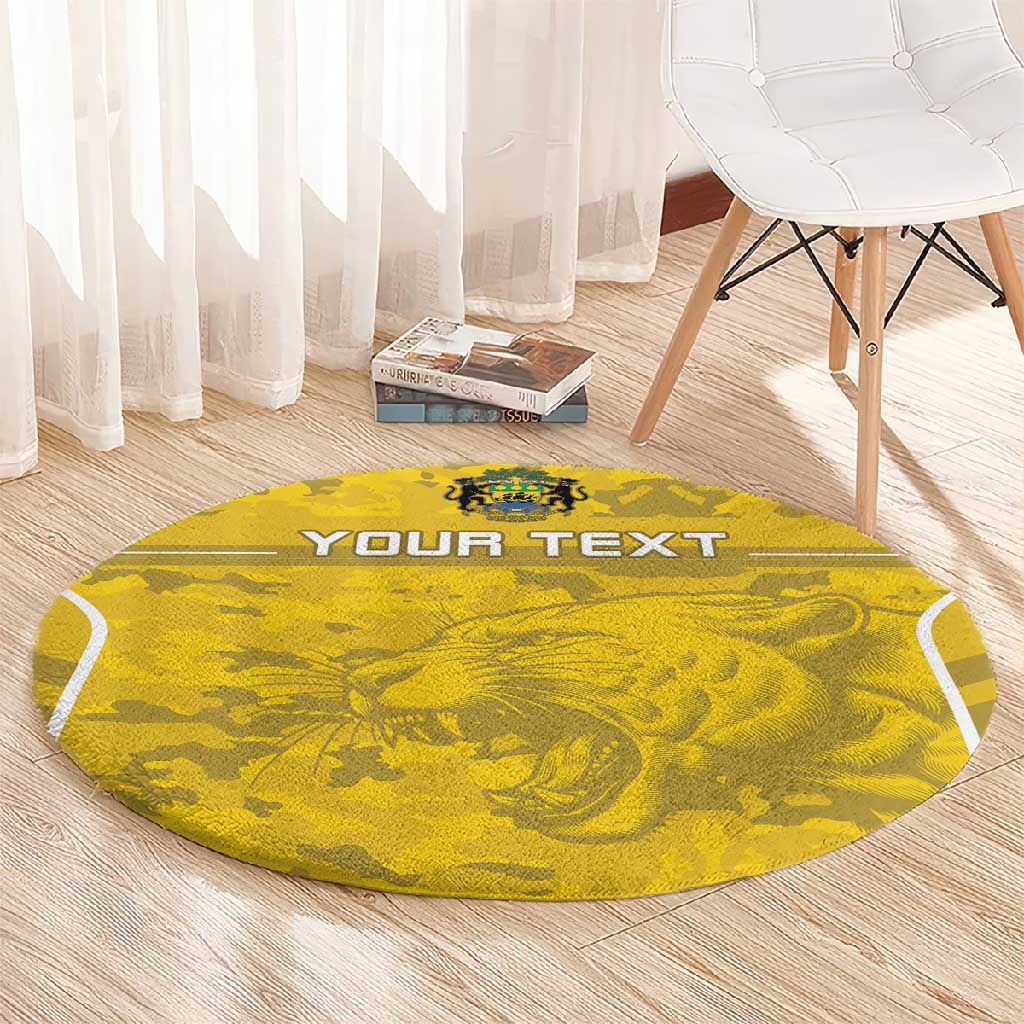 Custom Gabon Football Round Carpet Go Les Pantheres LT15