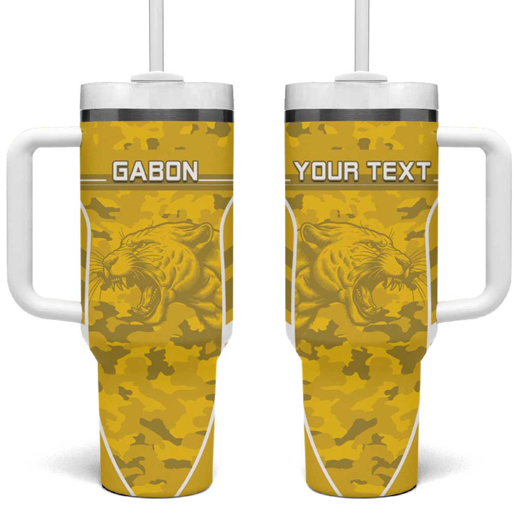 Custom Gabon Football Tumbler With Handle Go Les Pantheres LT15