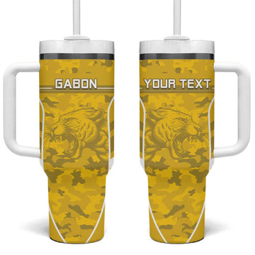 Custom Gabon Football Tumbler With Handle Go Les Pantheres LT15