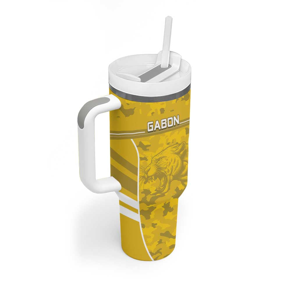 Custom Gabon Football Tumbler With Handle Go Les Pantheres LT15