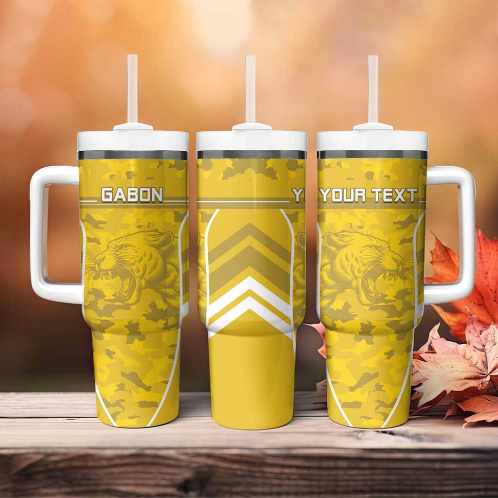 Custom Gabon Football Tumbler With Handle Go Les Pantheres LT15