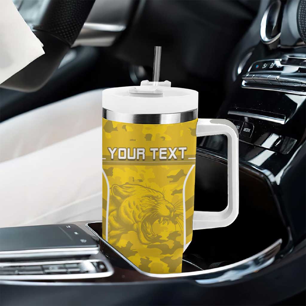 Custom Gabon Football Tumbler With Handle Go Les Pantheres LT15