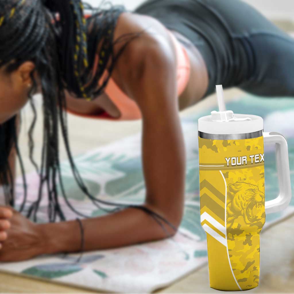 Custom Gabon Football Tumbler With Handle Go Les Pantheres LT15